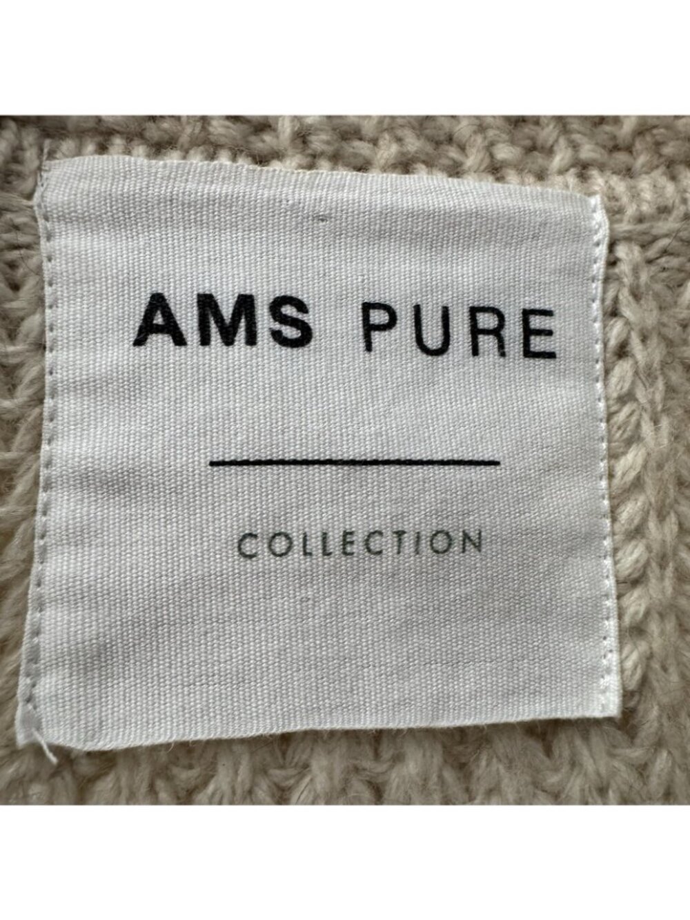 AMS Pure Wool Blend Chunky Knit Cardigan Sweater Coat Beige Size US 8 - Picture 4 of 6